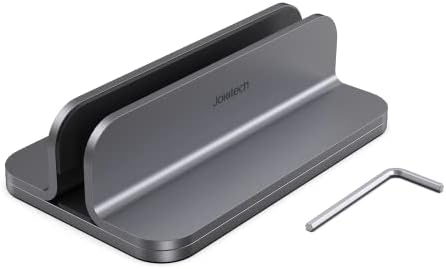 JOKItech Aluminum Laptop Vertical Stand Organizer, Sturdy Laptop Computer Holder Desktop Stand Compatible with new Retina Apple MacBook Pro/Air/Neo, Mac mini & iPad Pro - Spacegrey