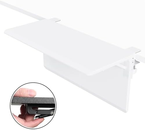 ETHU Foldable Desk Extender Tray with Clamp, 25.6x11.4", White