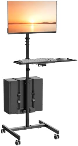 Mobile Computer Workstation Cart for 17''-32” Screens, 3-in-1