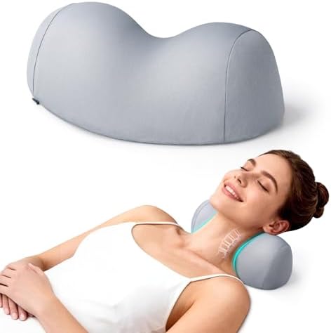 COMFYTHERA Small Neck Stretcher Pillow for Pain Relief, Soft Cervical Traction Device Neck Mild Support Pillow Memory Foam Cervical Neck Orthopedic Pillow for Tension Muscle Relax Relief (Grey)