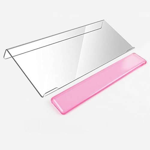 Acrylic Computer Keyboard Stand with Gel Wrist Rest Set(Pink White Set)
