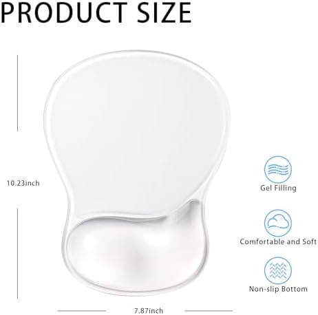 Gel Mouse Pad with Wrist Rest Ergonomic Clear Mousepad Support Pain Relief