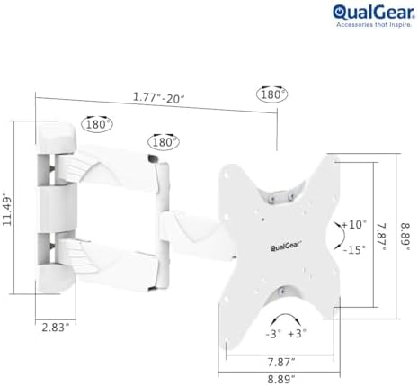 QualGear Qg-TM-005-WHT 23-Inch to 42-Inch Premium Quality Contemporary Style Ultra Low Profile Full Motion Wall Mount Led TVs, White [UL Listed]