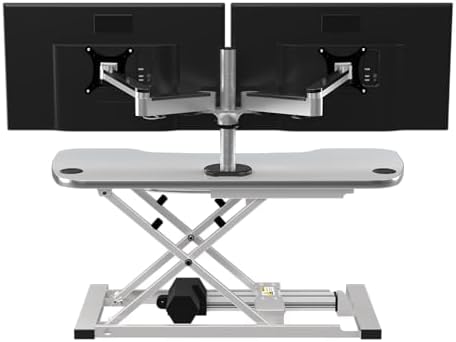 VERSADESK PowerPro Elite 36” x 24" – App Controlled Electric Standing Desk Converter w/USB Charging Port. Raises up to 20”. Fully Assembled – Includes LED Lights. Supports 80 lbs. – White