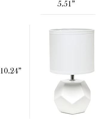 Simple Designs LT2065-WHT Round Prism Mini Table Lamp with Matching Fabric Shade, White (Pack of 24)