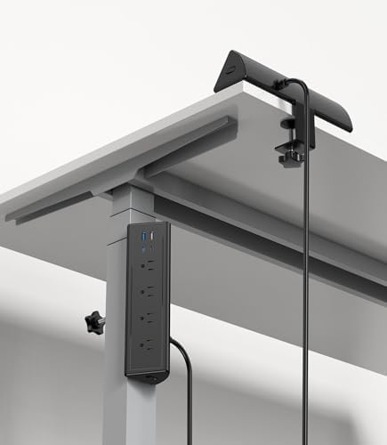 Jgstkcity Desk Clamp Power Strip,20W Fast Charging Station,Surge Protector Nightstand Edge Mount,1875W Extension Cord with Multiple Outlets,2 USB-C,2 USB-A,for Home Office (Black, 2PCS-6 FT)