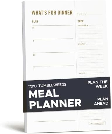 Meal Planning Notepad - What's for Dinner Weekly Meal Planner and Grocery List Magnet Pad with Tear-Off Shopping List - Family Dinner Menu for Fridge & Meal Prep - 6x9” - 50 Sheets