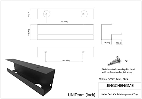 Under Desk 17 inch Wide Cable Management Tray
