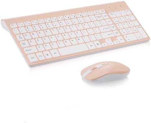 cimetech Wireless Keyboard and Mouse Combo - Pink White