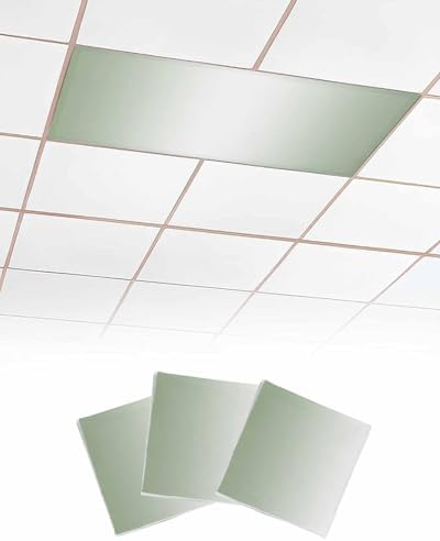 Sage Green Magnetic Fluorescent Light Covers for Ceiling Lights 2 x 4 Feet,White Contemporary Minimalist Geometric Office Classroom Kitchen Drop Ceiling Light Covers Lighting Filters Shade 3 Packs