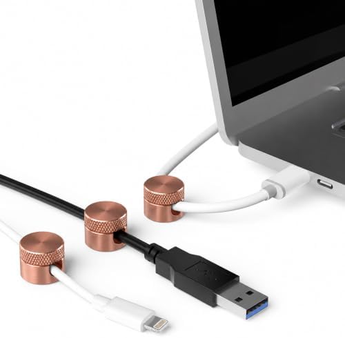 Cable Cord Organizer Holder, Durable Self-Adhesive, Cable Management, Design for Desk, Nightstand, Car & Office (Rose Gold)