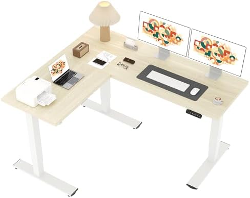 SANODESK 63" Reversible L-Shaped Electric Standing Corner Computer Desk