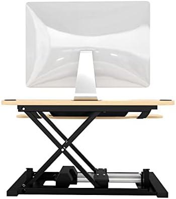 VERSADESK PowerPro Elite 48” x 24" – App Controlled X-Large Electric Standing Desk Converter w/USB Charging Port. Raises up to 20”. Fully Assembled – Includes LED Lights. Supports 80 lbs. – Maple