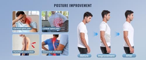 Back Brace Posture Corrector for Women and Men, Shoulder Straightener, Adjustable Full Back Support, Relief for Neck/Shoulder/Back Pain, Scoliosis & Hunchback Correction, Breathable Mesh Design (Gray, Medium/Large (Waist 33"-40"))