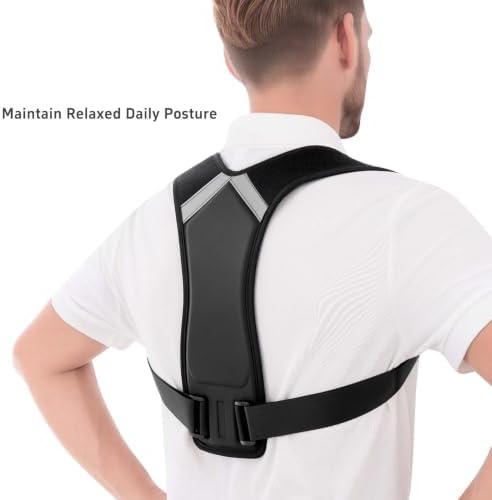 Posture Corrector for Women and Men, Adjustable Back Brace Shoulder Straightener, Upper Back Support Brace for Neck Shoulder Back Pain Relief, Breathable Posture Corrector for Daily Wear Black, L/XL