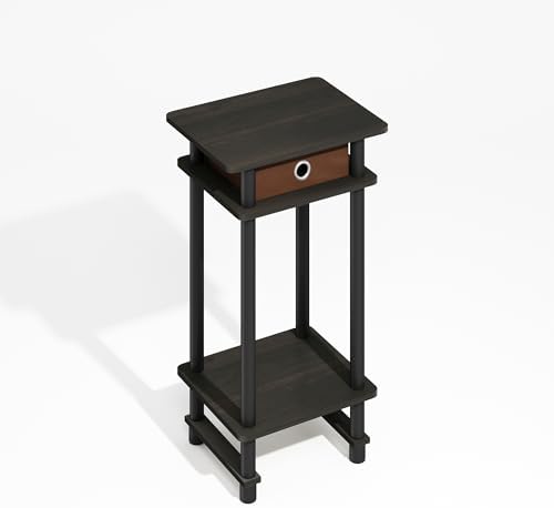 Furinno Turn-N-Tube Toolless 3-Tier Compact Side Table, Black Espresso