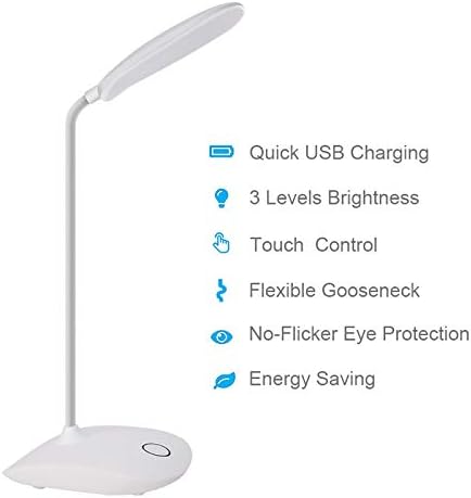 DEEPLITE LED Desk Lamp Battery Operated Lights Cordless Rechargeable Lamp, Flexible Portable Light for Bed Craft Nail Home Office, Eye-Caring Dimmable Small Desk Lamp Wireless Reading Lamp - 2 Pack
