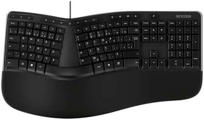 Incase Wired Ergonomic Keyboard – Designed by Microsoft – Refined Ergonomic Design, Built-in Shortcuts Keys, Layered Palm Rest for Wrist Support, Integrated Number Pad – French Canadian Layout
