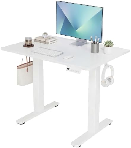 Claiks Electric Small Standing Desk, 32x19 Inch, White