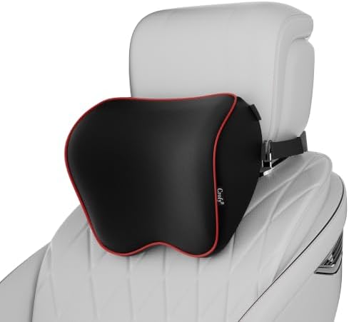 Crofy 2-Pack Car Neck Pillow, Headrest Pillow with Adjustable Strap, Black