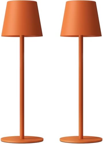 Kakanuo Cordless Table Lamp Rechargeable Orange - KK 2 Pack 5000mAH Battery Operated Lamp for Counter, 3 Color Stepless Dimming Wireless Lamp for Dining Kitchen, Outdoor Patio, Touch Control