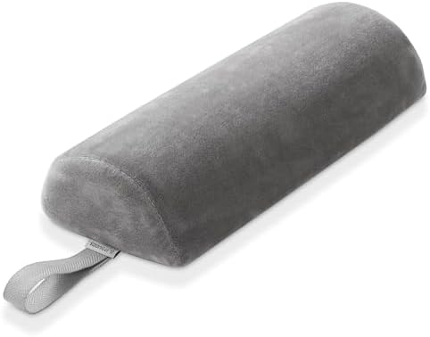 Saloniture Half Round Neck Massage Table Bolster Pillow Pad - 13 x 6 x 3 Inch - Gray Velour