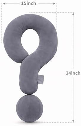 EVOLIVE Question Mark Neck Pillow 15"x24", Velvet Support (Dark Grey)