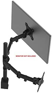 Monoprice Essential Dual Monitor Articulating Arm Desk Mount - for Displays 13in to 27in, VESA 75x75 to 100x100, Max Weight Capacity 17.6 Lbs Each Screen, Cable Management, Rotating, Black