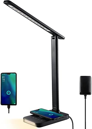 VAVOFO LED Desk Lamp with Fast Charger, USB Charging Port, Desk Light for Home Office with 5 Brightness Levels, Touch Control, 30/60 min Auto Timer, Eye-Caring Dimmable Table Lamp with Adapter