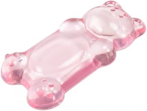 Gel Wrist Rest for Keyboard and Mouse Transparent Pink Bear Elbow Pad Cushion Ergonomic Cute Clear Cool Mouse Wrist Pad Silicone Non-Slip Support for Computer Gaming Home Office Women Hand Pillow