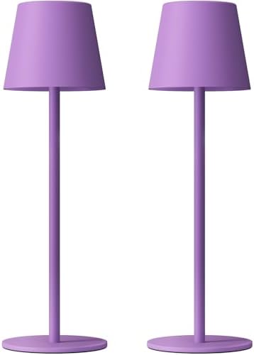 Kakanuo Cordless Table Lamp Rechargeable Purple - KK 2 Pack 5000mAH Battery Operated Lamp for Counter, 3 Color Stepless Dimming Wireless Lamp for Dining Kitchen, Outdoor Patio, Touch Control