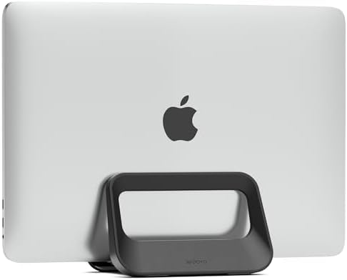 Vertical Laptop Stand for Desk,Plastics Laptop Holder Dock with Silicone Protection,Compatible with All MacBook/Surface/Samsung/HP/Dell/Chrome Book (Black)