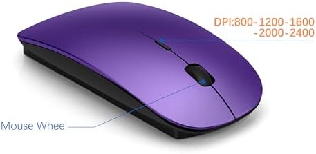Wireless Keyboard and Mouse Ultra Slim Combo, TopMate - Purple Black