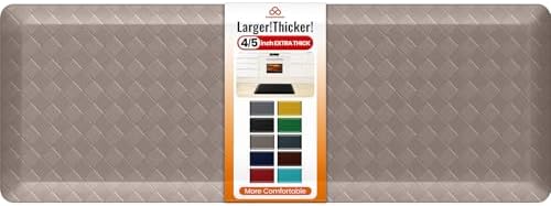 4/5 Inch Extra Thick Kitchen Mats for Floor,Non Slip Anti Fatigue Kitchen Rugs,Waterproof Stain Resistant Sink Mat,Cushioned Standing and Comfort Mats for Office (17"x47" Khaki)