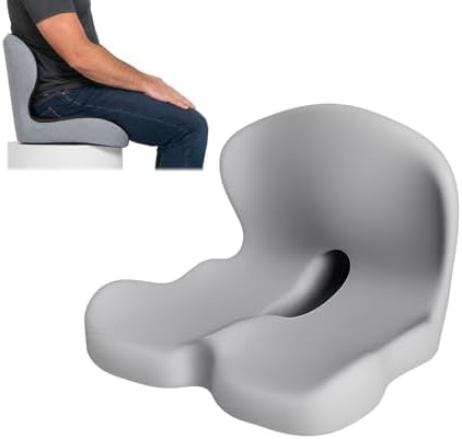 Orthopedic Seat Cushion – L-Shaped Lumbar Support Memory Foam Comfort for Long Sitting, Ergonomic Support for Office Chair, Wheelchair, Car & Travel (Light Gray,1)