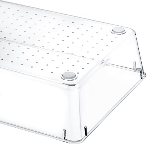 Kingrol 6 Pack 12 x 6 x 2 Inch Clear Drawer Organizer Trays, Desk Drawer Divider Storage Bins, Storage Box Set for Utensils Junks Vanities Makeups Jewelry Office Craft Supplies