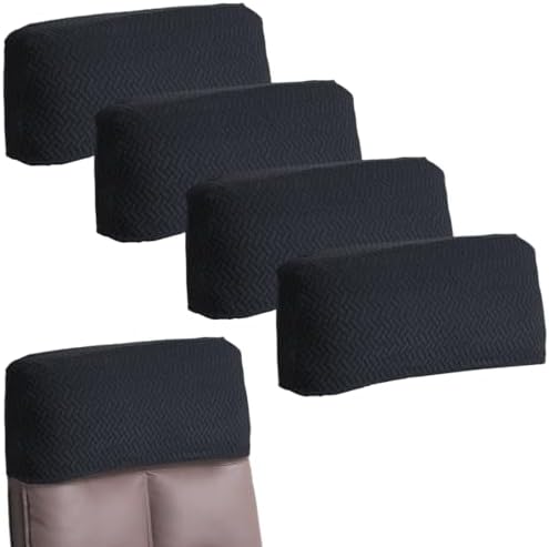 Stretch Office Chair Headrest Cover Jacquard Headrest Slipcover for Office Chairs Non Slip Head Rest Chair Furniture Protector for High Back Computer Chairs Set of 4 Black