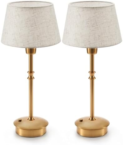 UMEXUS 2 Pack Small Cordless Rechargeable Table Lamp, Battery Operated Lamp