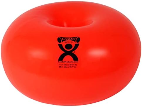 CanDo 30-1954 Donut Swiss Stability Ball for Yoga, Pilates and Balance Training, 30" Diameter, Red