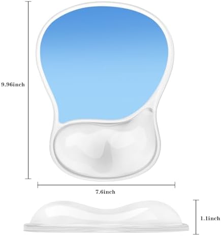 Mouse Pad with Wrist Rest,Ergonomic Mouse Pad with Comfortable Gel Wrist Rest Support and Non-Slip PU Base for Easy Typing Pain Relief, Durable and Washable (Transparent Blue Gradient)