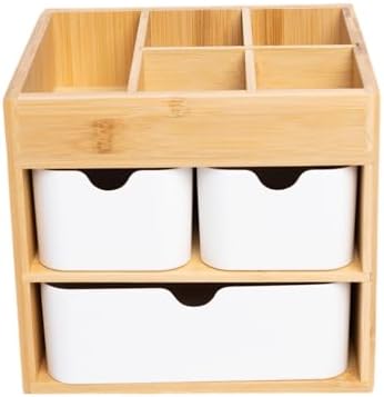 Small Bamboo Makeup Organizer（5.7" D x 8" W x 7.5" H）