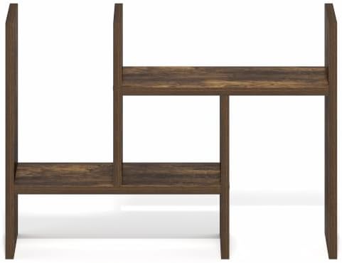 Furinno Classic Desk Organizer, Adjustable Desk Top Book Shelf, Amber Pine