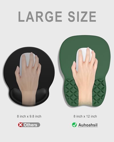Auhoahsil Ergonomic Mouse Pad with Wrist Rest, Comfortable Slope Computer Mouse Mat with Wrist Support, Memory Foam Filling, Non-Slip Silicone Base, Pain Relief, for Gaming & Work, 8 x 12 in, Teal