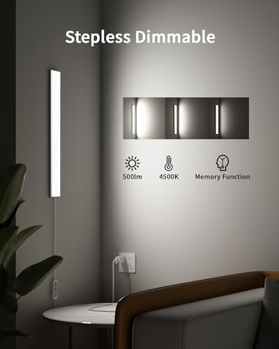 ASOKO 16 Inch Under Counter Light 4500K Plug in Desk Closet Lamp