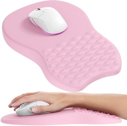 MROCO Ergonomic Mouse Pad with Wrist Support, 11.8 x 7.8 in, Pale Pink