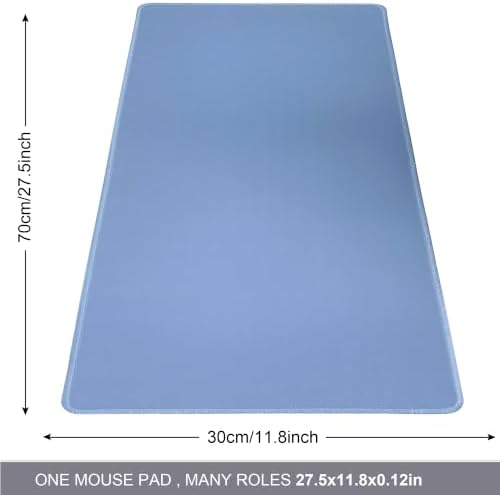 Large Gaming Mouse Pad, Non-Slip Rubber Base, [27.5x11.8IN] Computer Desk Mat for PC, Mac, Laptop - Stitched Edges and Smooth Surface for Office, Home, Work-70x30 IceblueJ