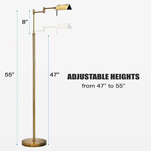 O'Bright Brook Adjustable Dimmable LED Pharmacy Floor Lamp, Antique Brass