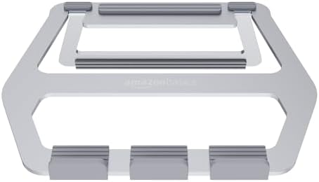 Amazon Basics Aluminum Portable Foldable Height Adjustable Laptop Stand for Devices up to 13", Silver