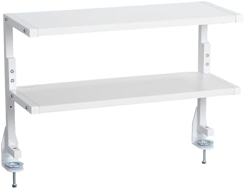 VIVO White Clamp-on 24 inch 2-Tier Desk Shelf, STAND-SHELF24C-W