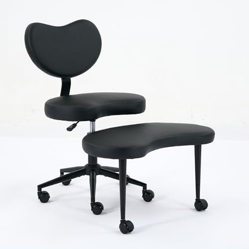 Cross Legged Office Chair with Swivel Footstool, Meditation Desk Chair